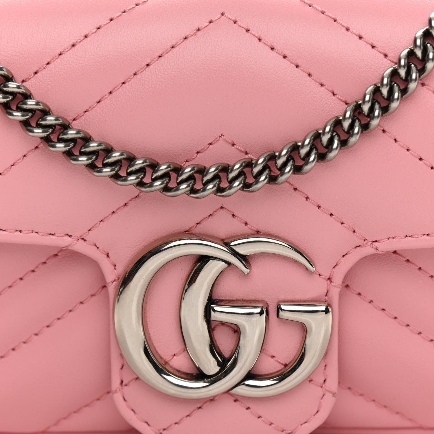 Gucci Calfskin Matelasse Super Mini GG Marmont Shoulder Bag Wild Rose 8 of 11