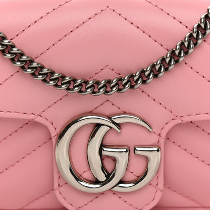 Gucci Calfskin Matelasse Super Mini GG Marmont Shoulder Bag Wild Rose 8 of 11