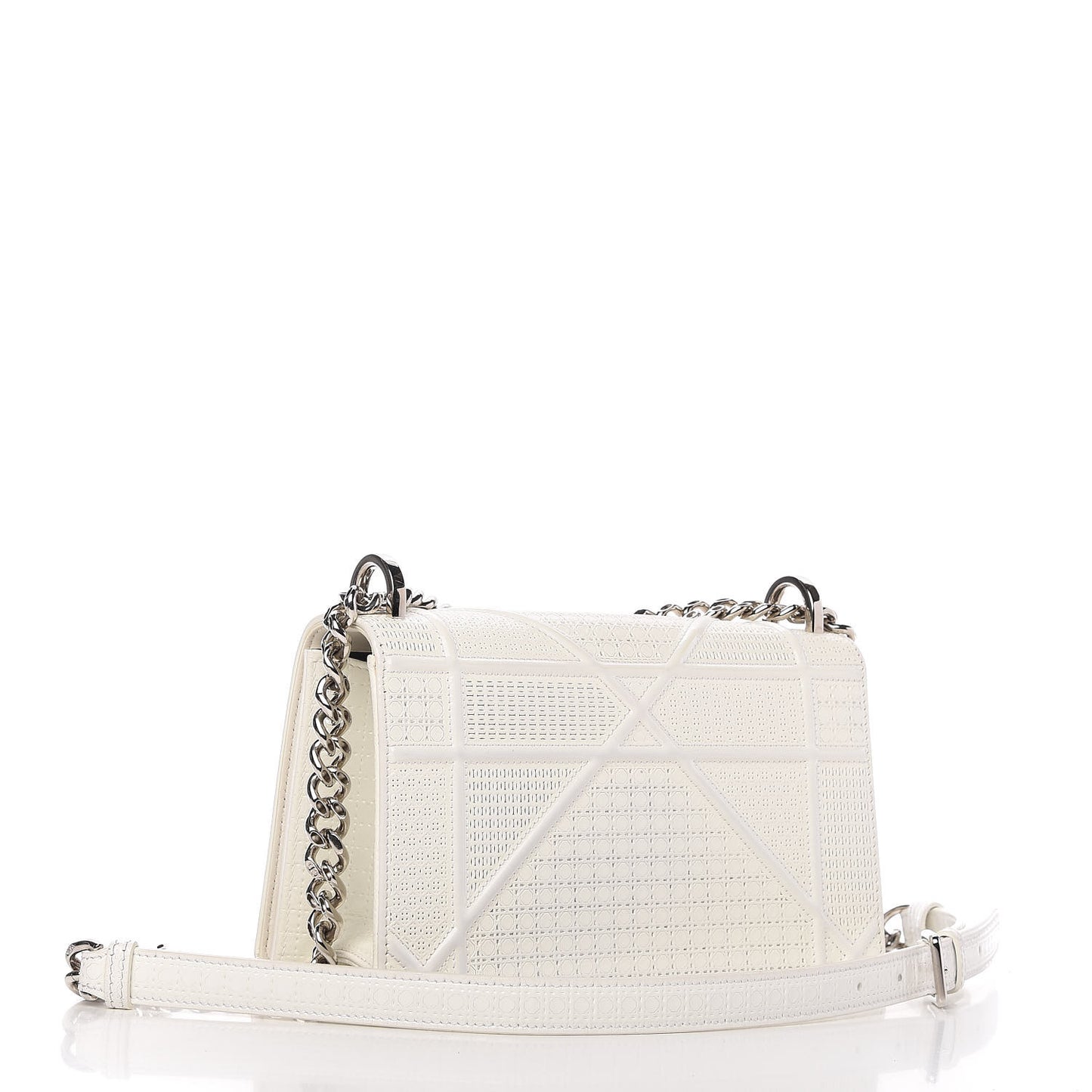 Calfskin Micro-Cannage Small Diorama Flap Bag White