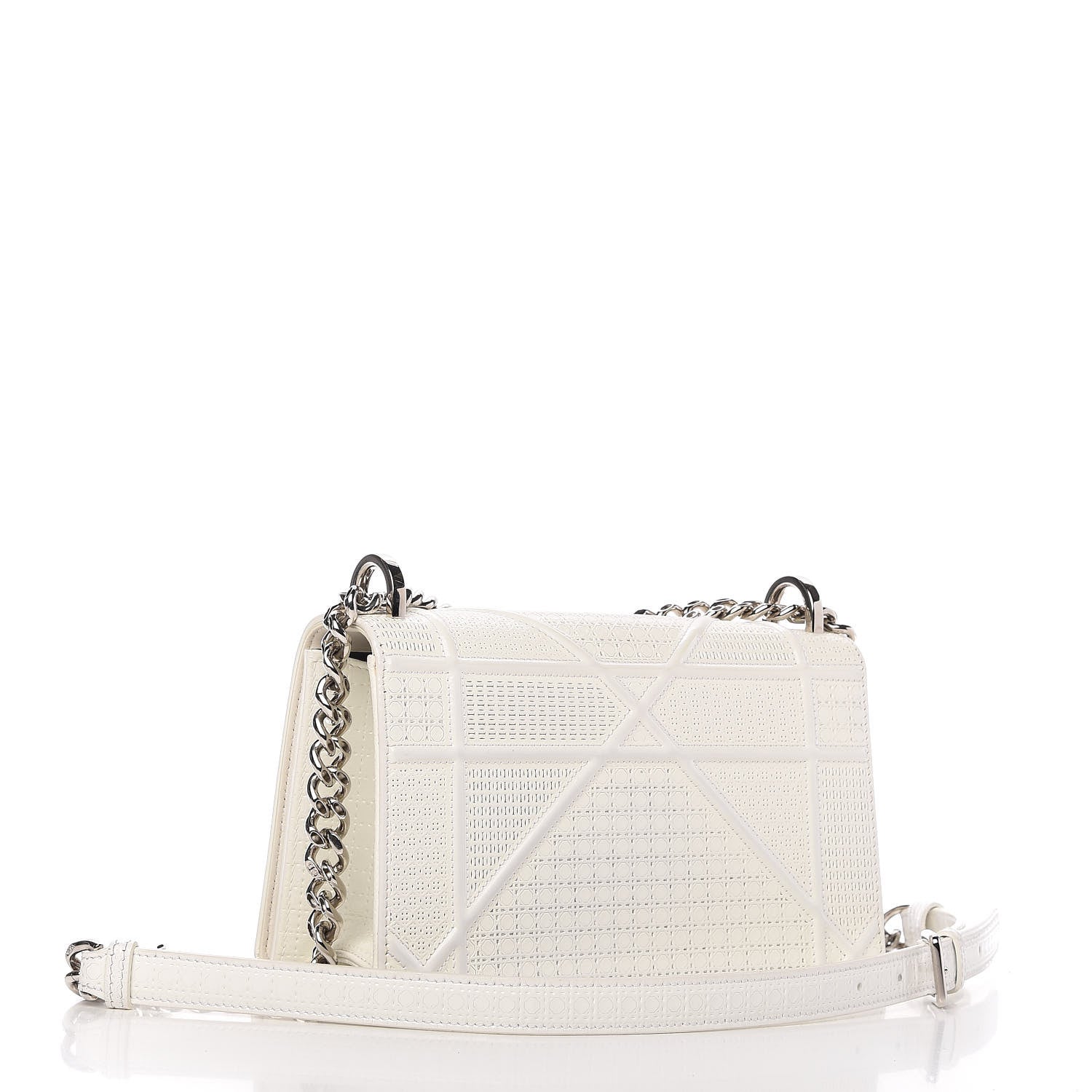 Christian Dior Calfskin Micro-Cannage Small Diorama Flap Bag White 4 of 8