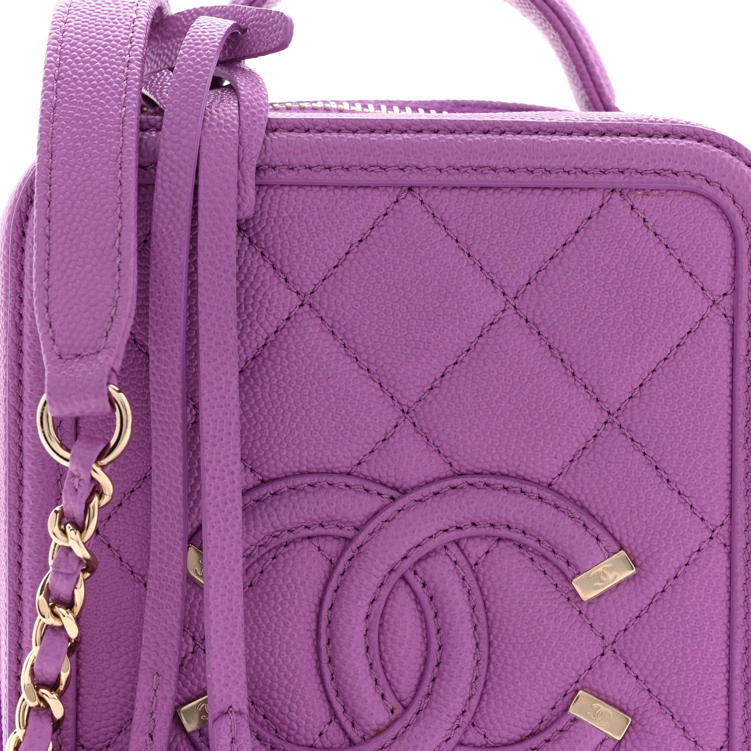 Chanel Caviar Quilted CC North South Filigree Vanity Case Purple 8 of 12