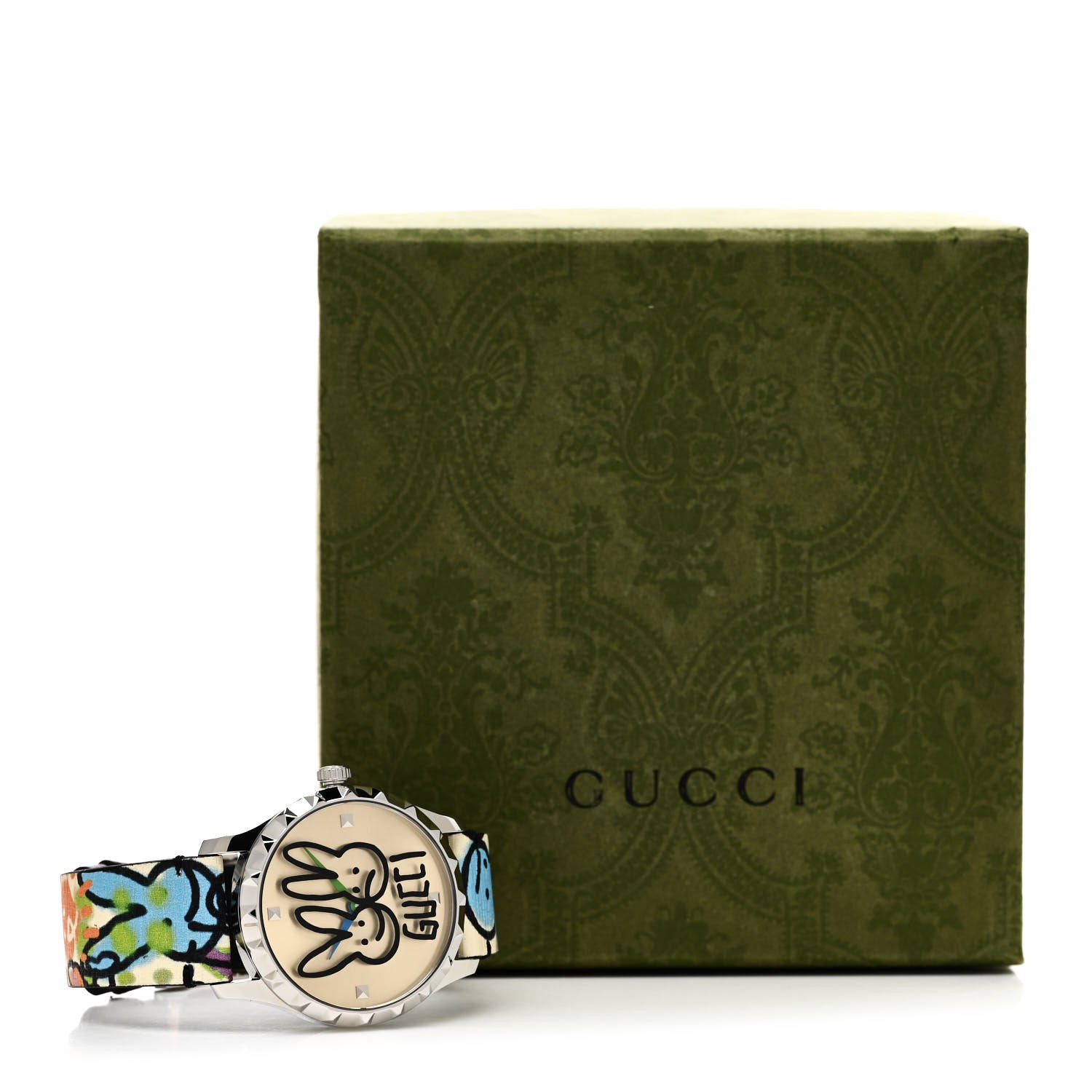 Gucci Stainless Steel Calfskin 38mm G-Timeless Capsule Collection Rabbit Quartz Watch Blue 5 of 5