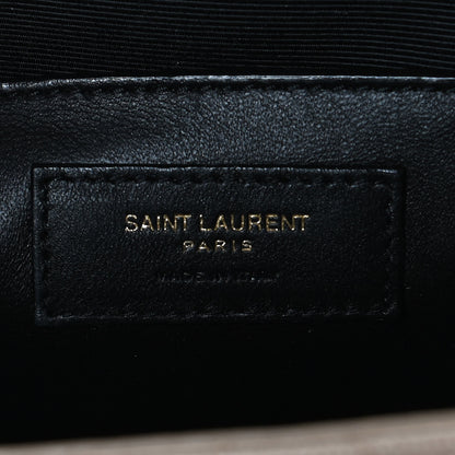 Saint Laurent Grain De Poudre Textured Mixed Matelasse Medium Triquilt Monogram Satchel Dark Beige 7 of 11