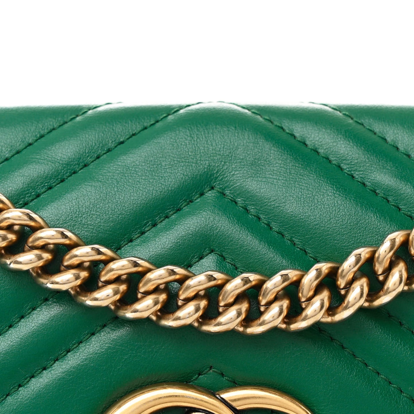 Calfskin Matelasse Mini GG Marmont Shoulder Bag Emerald Green
