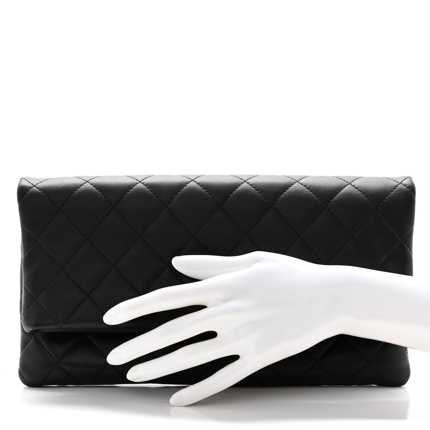 Lambskin Quilted CC Beauty Clutch Black