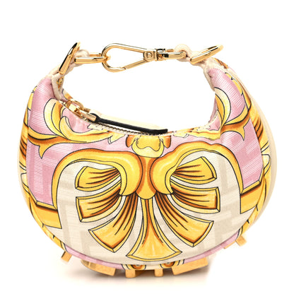 Fendi X VERSACE Silk Fendace FF Baroque Nano Fendigraphy Hobo Charm Pink White Gold 1 of 10