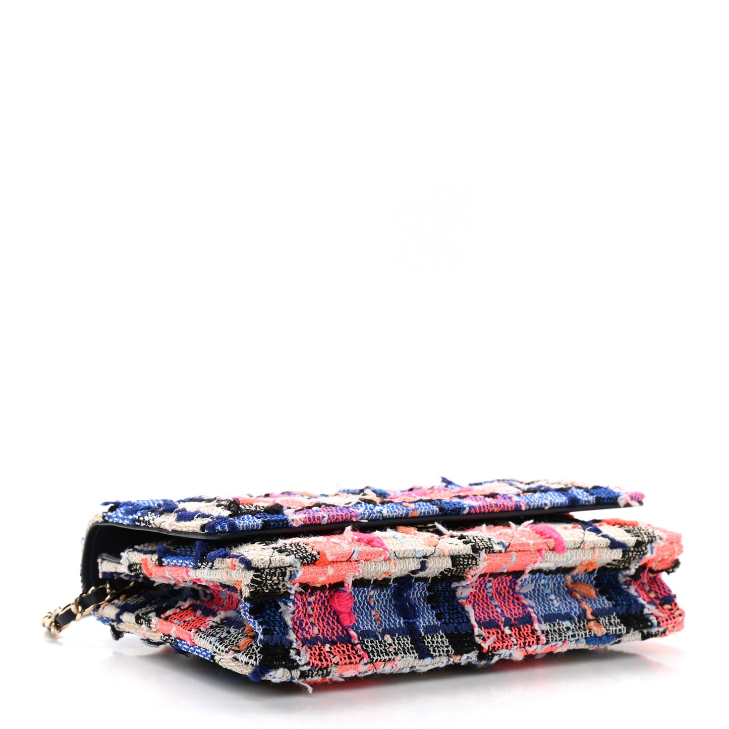 Tweed Quilted Wallet on Chain WOC Pink Blue Beige