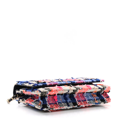 Chanel Tweed Quilted Wallet on Chain WOC Pink Blue Beige 3 of 9