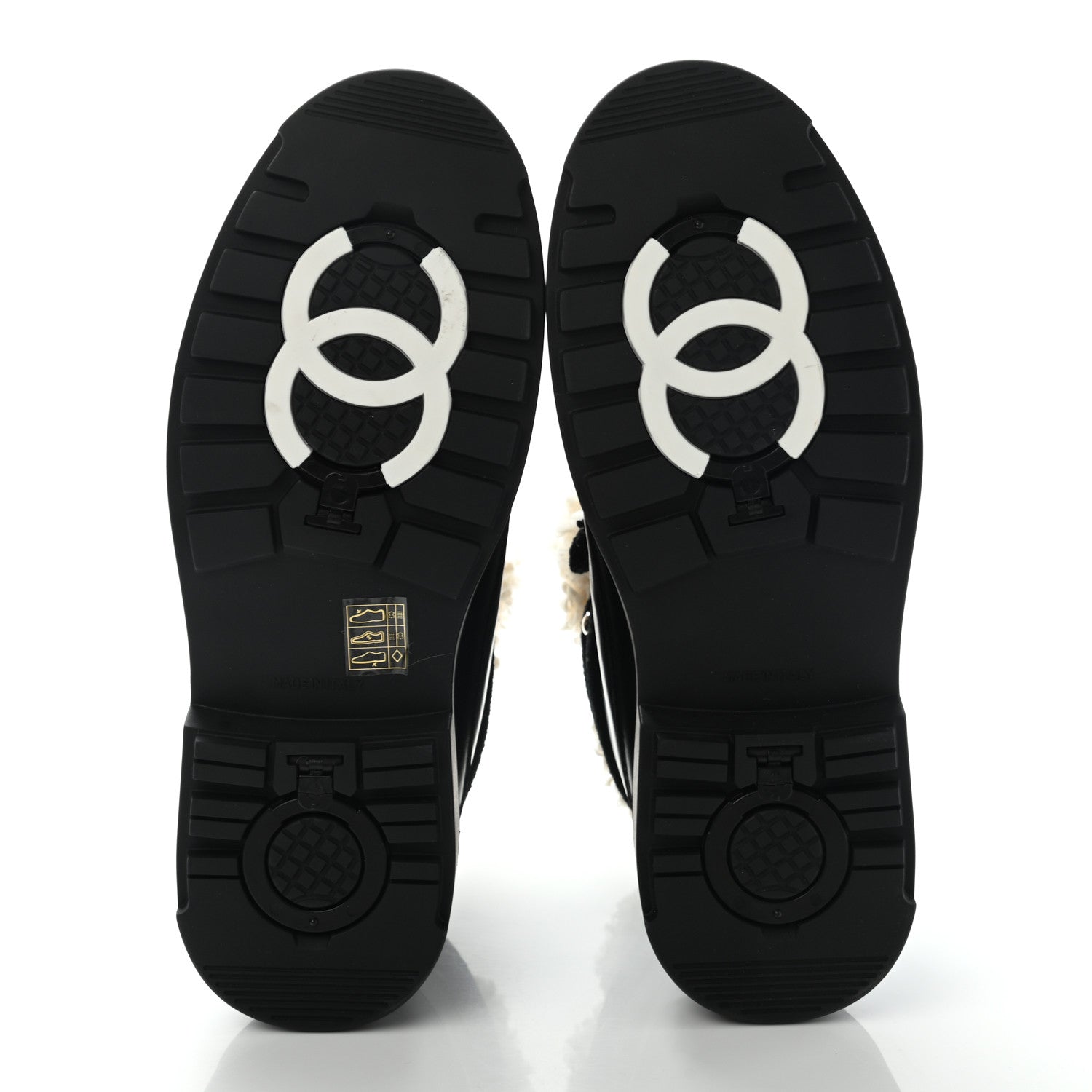 Chanel Calfskin Shearling CC Lace Up Boots 41 Black 5 of 10