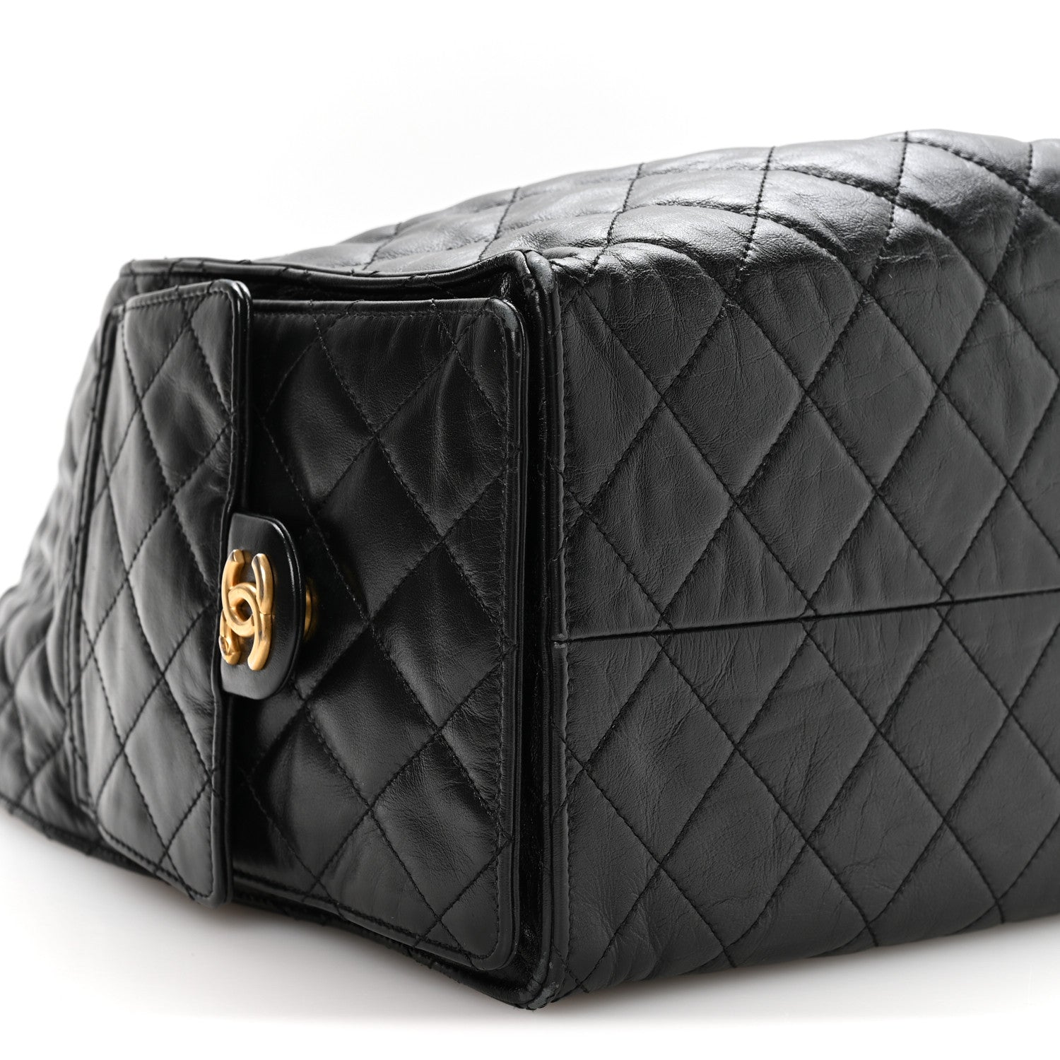 Chanel Shiny Crumpled Calfskin Quilted Medium Chanel 25 Handbag Black 9 of 10