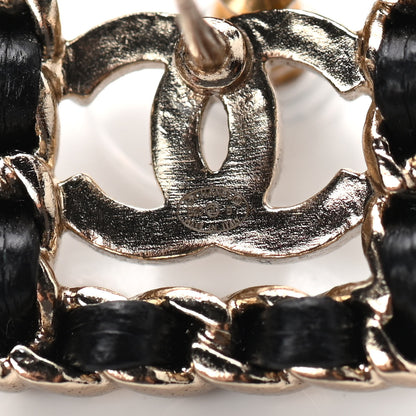 Chanel Crystal Lambskin Chain Sergeant Chanel Stud Earrings Black Gold 4 of 4