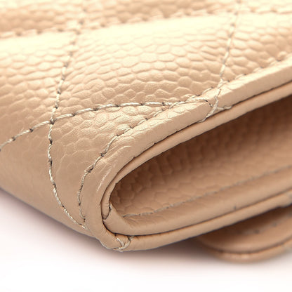 Chanel Caviar Quilted Flap Card Holder Wallet Beige 13 of 15