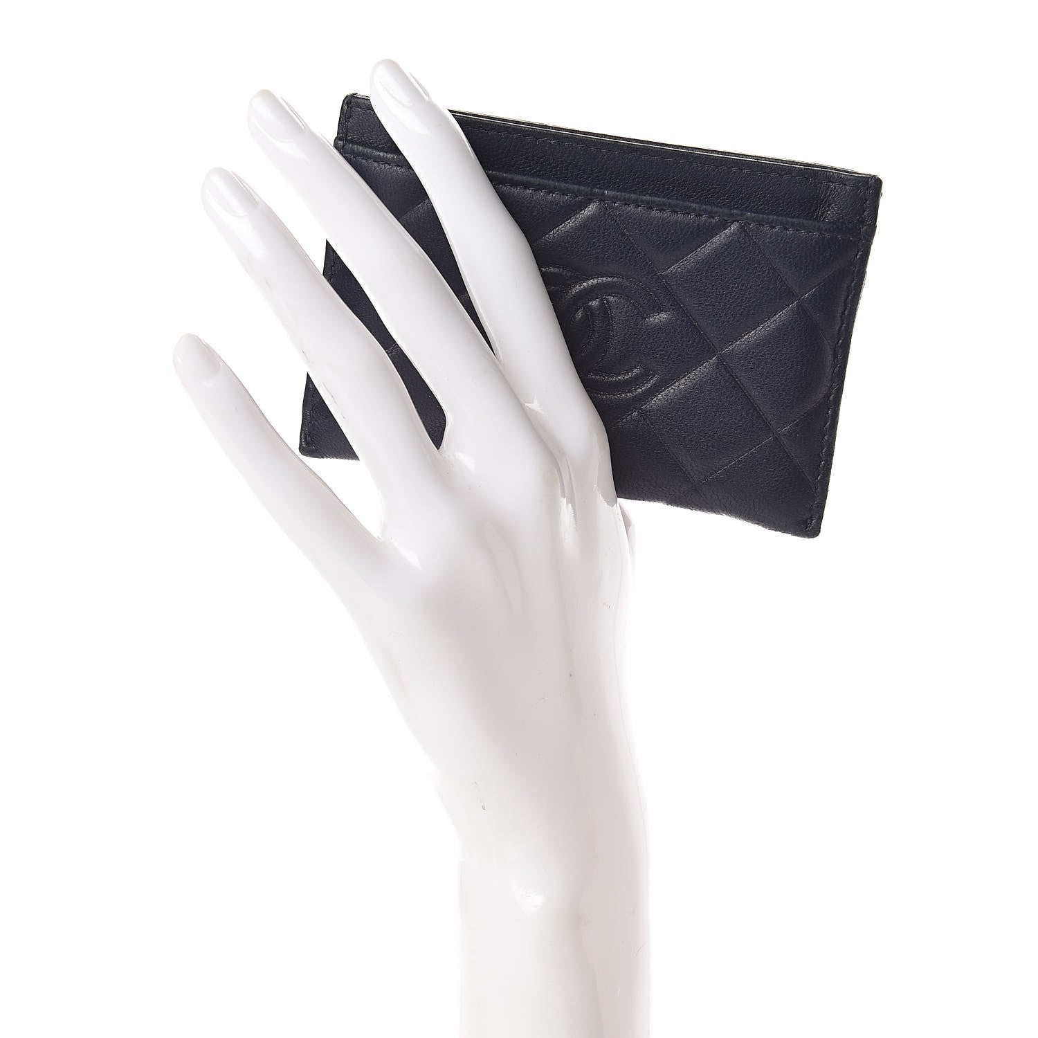 Chanel Lambskin Quilted Diamond CC Card Holder Navy 2 of 9