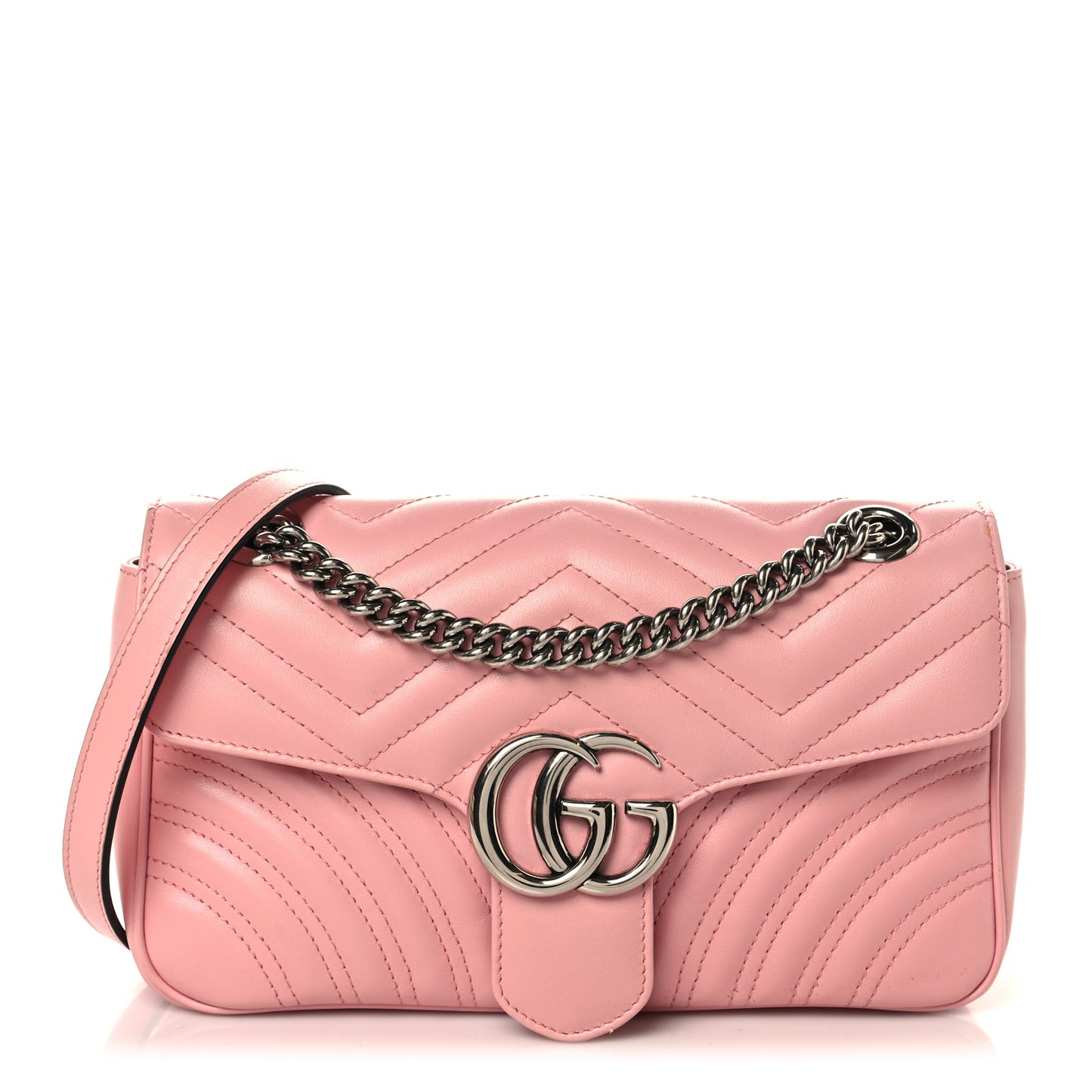 Calfskin Matelasse Small GG Marmont Shoulder Bag Wild Rose