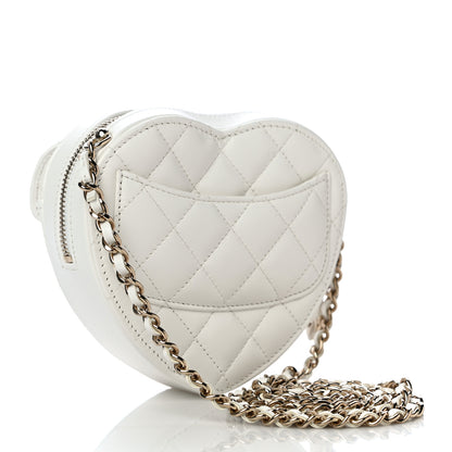 Chanel Lambskin Quilted CC In Love Heart Clutch With Chain White 3 of 10