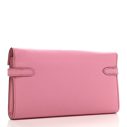 Hermes Chevre Mysore Kelly Longue Wallet 5P Pink 3 of 9