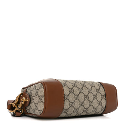 Gucci GG Supreme Monogram Textured Calfskin Emblem Small Crossbody Beige Dark Brown 4 of 10
