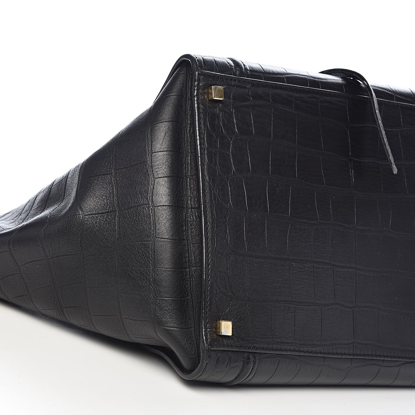 Crocodile Embossed Calfskin Medium Phantom Luggage Black