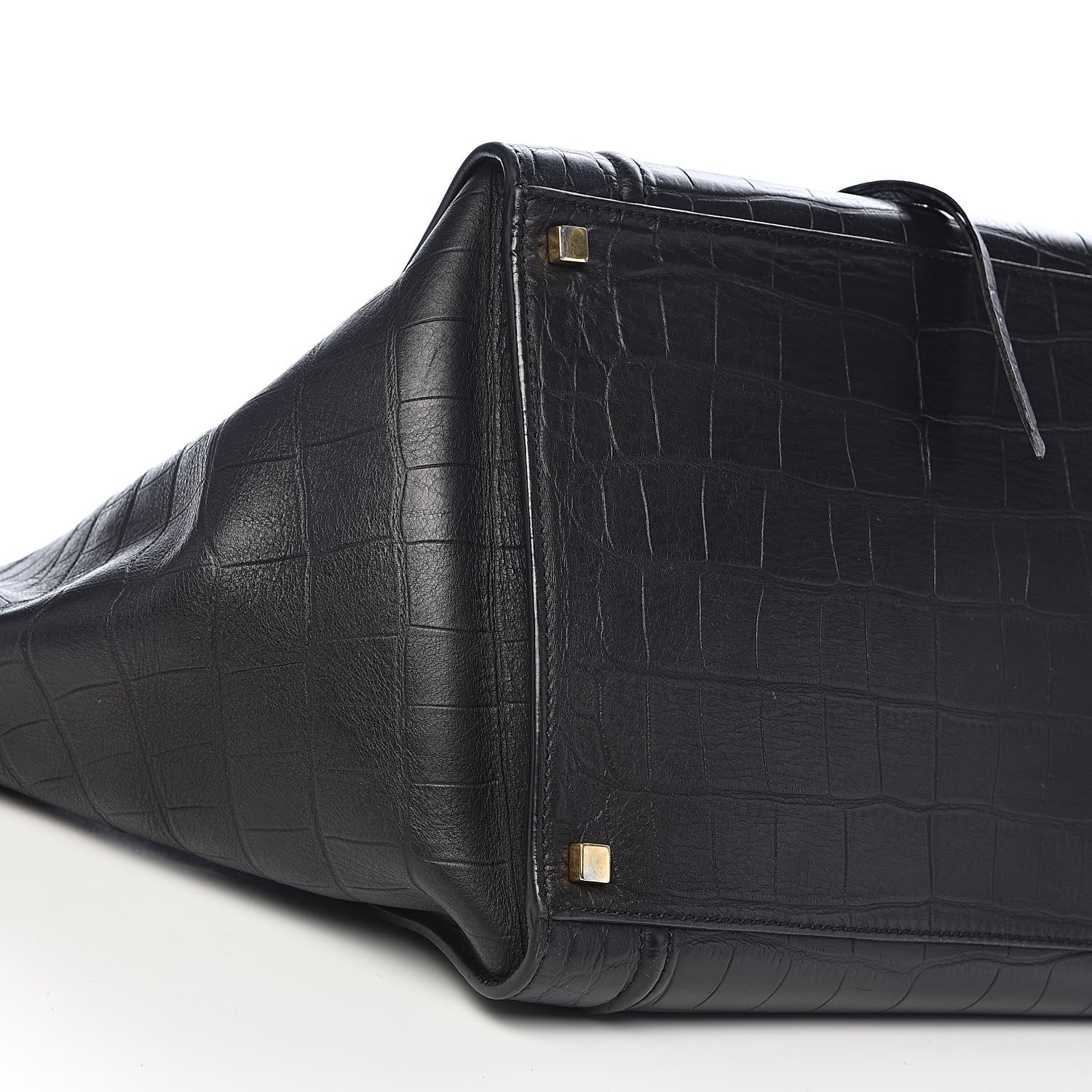 Celine Crocodile Embossed Calfskin Medium Phantom Luggage Black 9 of 11
