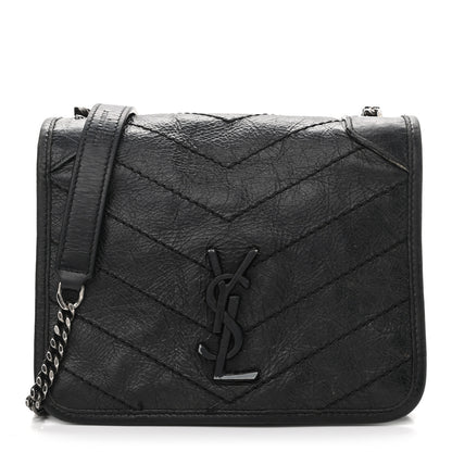 Saint Laurent Crinkled Calfskin Matelasse Monogram Niki Chain Wallet Black 1 of 12
