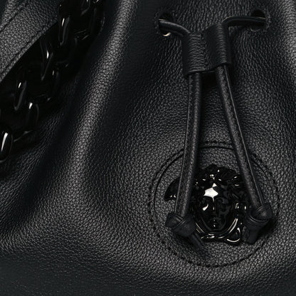Versace Grained Calfskin La Medusa Bucket Bag Black 9 of 13