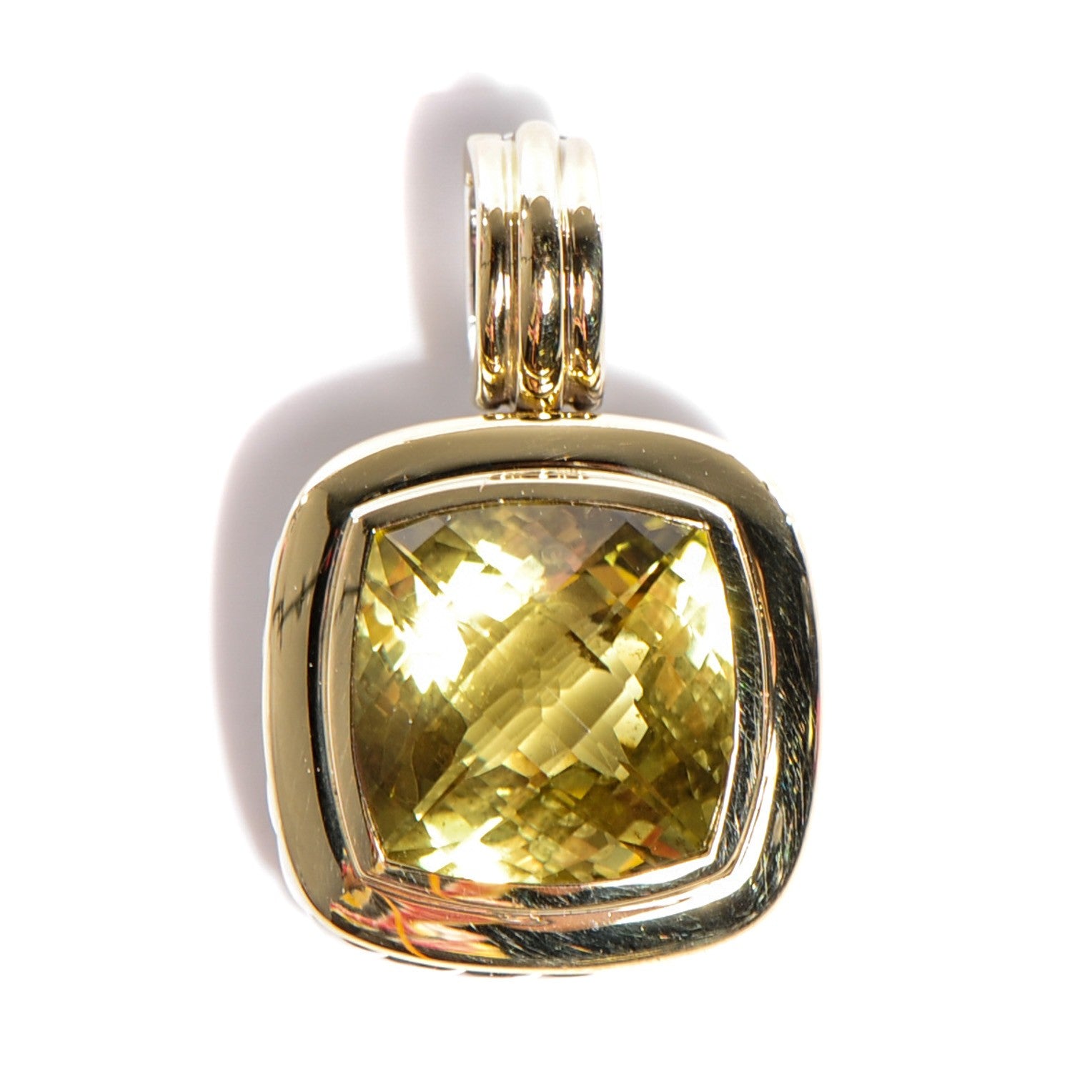 David Yurman Sterling Silver 18K Yellow Gold Lemon Citrine 14mm Albion Enhancer Pendant 1 of 4