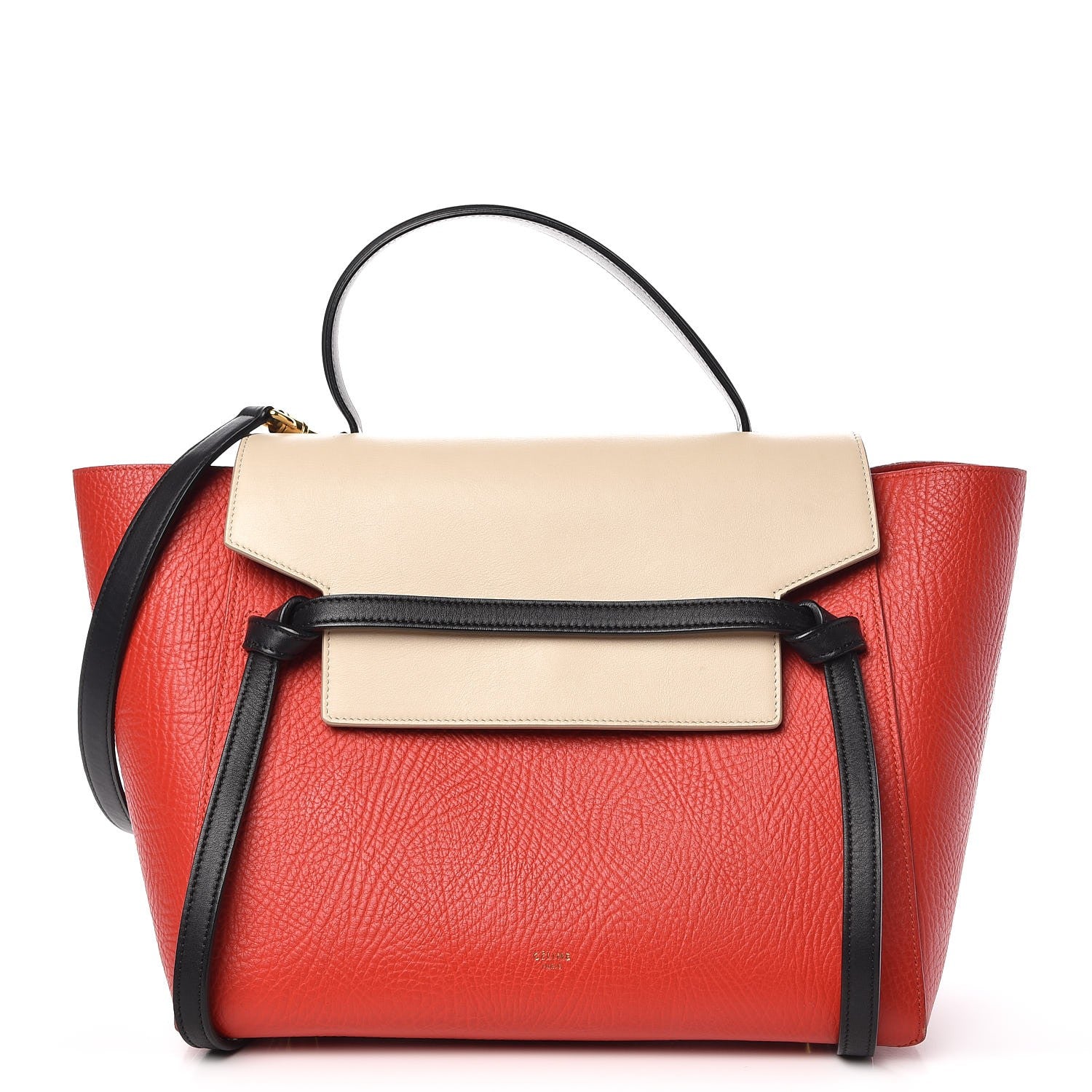 Celine Elephant Calfskin Mini Tri-Color Belt Bag Vermillion 1 of 10