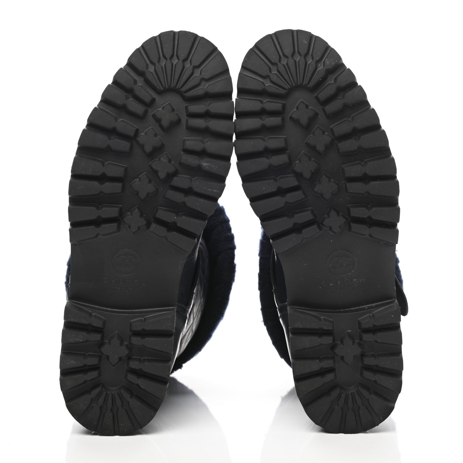 Chanel Knit Calfskin Quilted Short Biker Boots 40 Navy 5 of 8