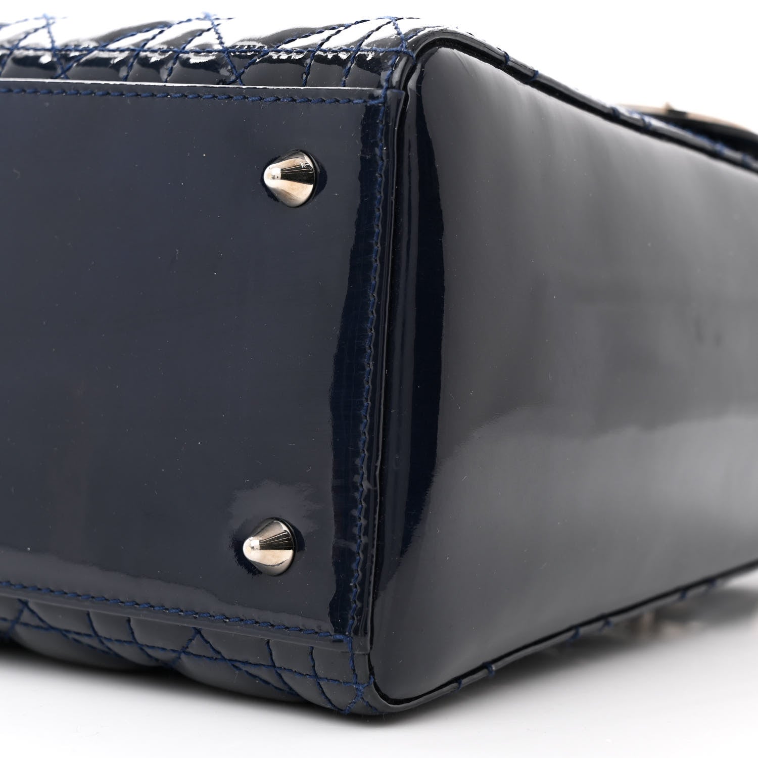 Christian Dior Patent Cannage Medium Lady Dior Navy Blue 10 of 14