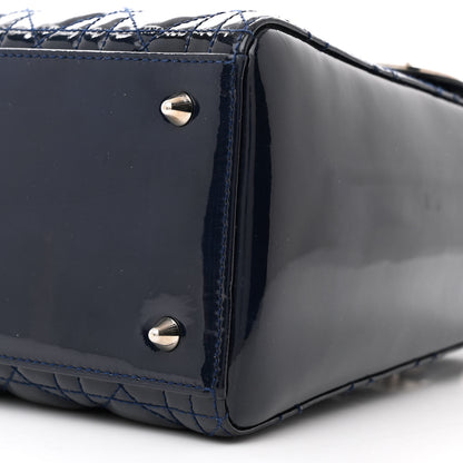 Christian Dior Patent Cannage Medium Lady Dior Navy Blue 10 of 14