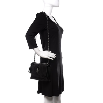 Saint Laurent Glossy Eelskin Medium Monogram Sunset Black 2 of 10