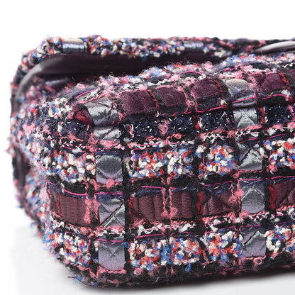 Chanel Tweed Quilted Medium Double Flap Dark Purple 8 of 9