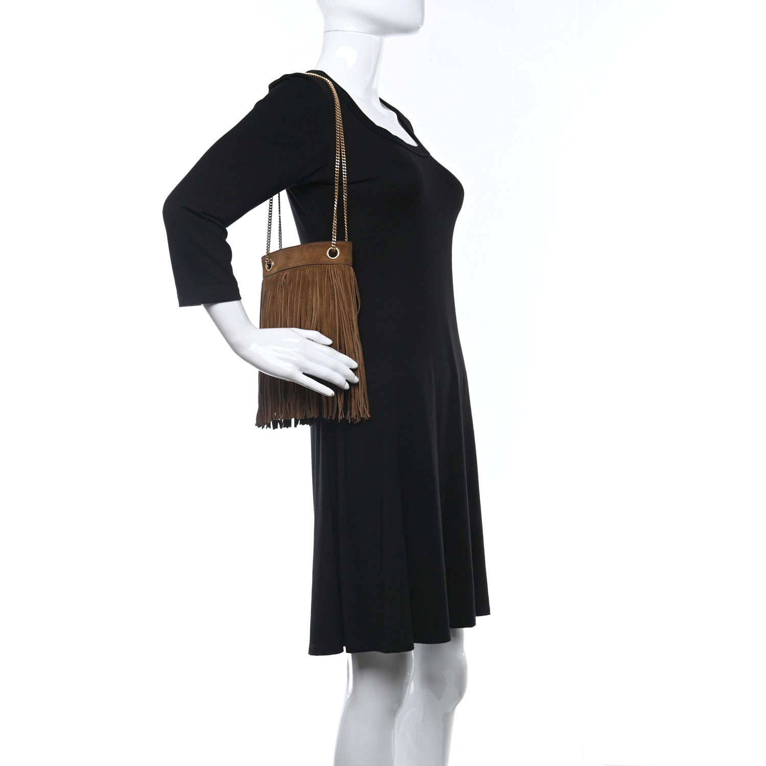 Saint Laurent Suede Calfskin Small Grace Fringed Hobo Bag Light Ocre 2 of 8