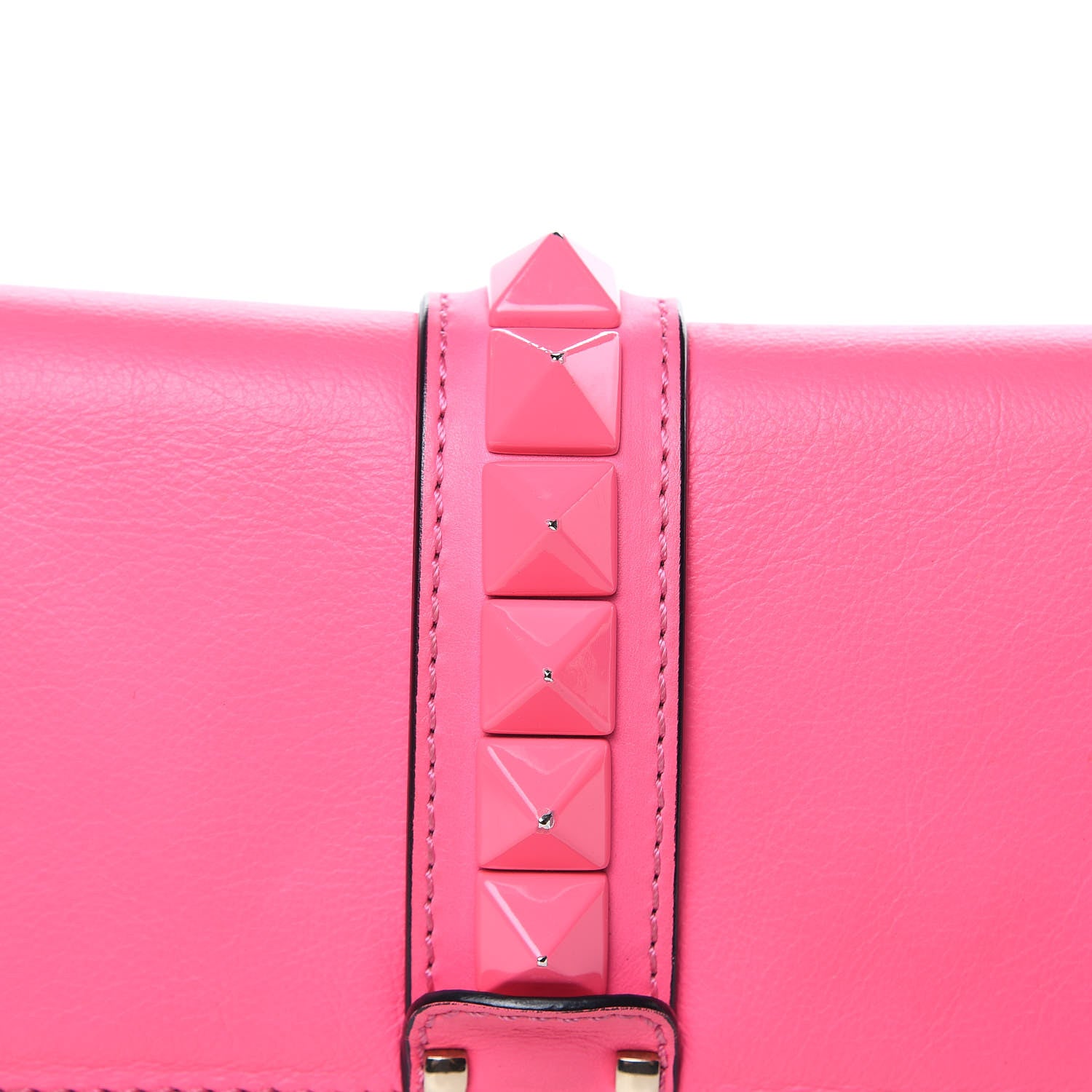 Valentino Garavani Vitello Bi-Color Large Glam Lock Rockstud Flap Fuxia Fluo Ivory 13 of 15