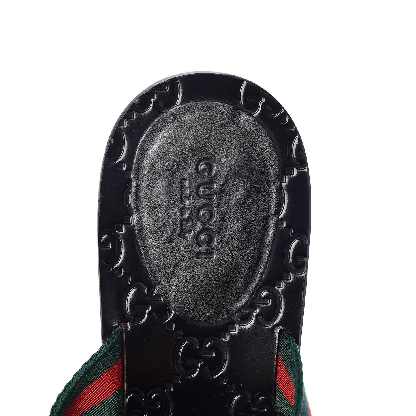 Nylon Guccissima Web Womens Thong Sandals 38.5 Green Red Black