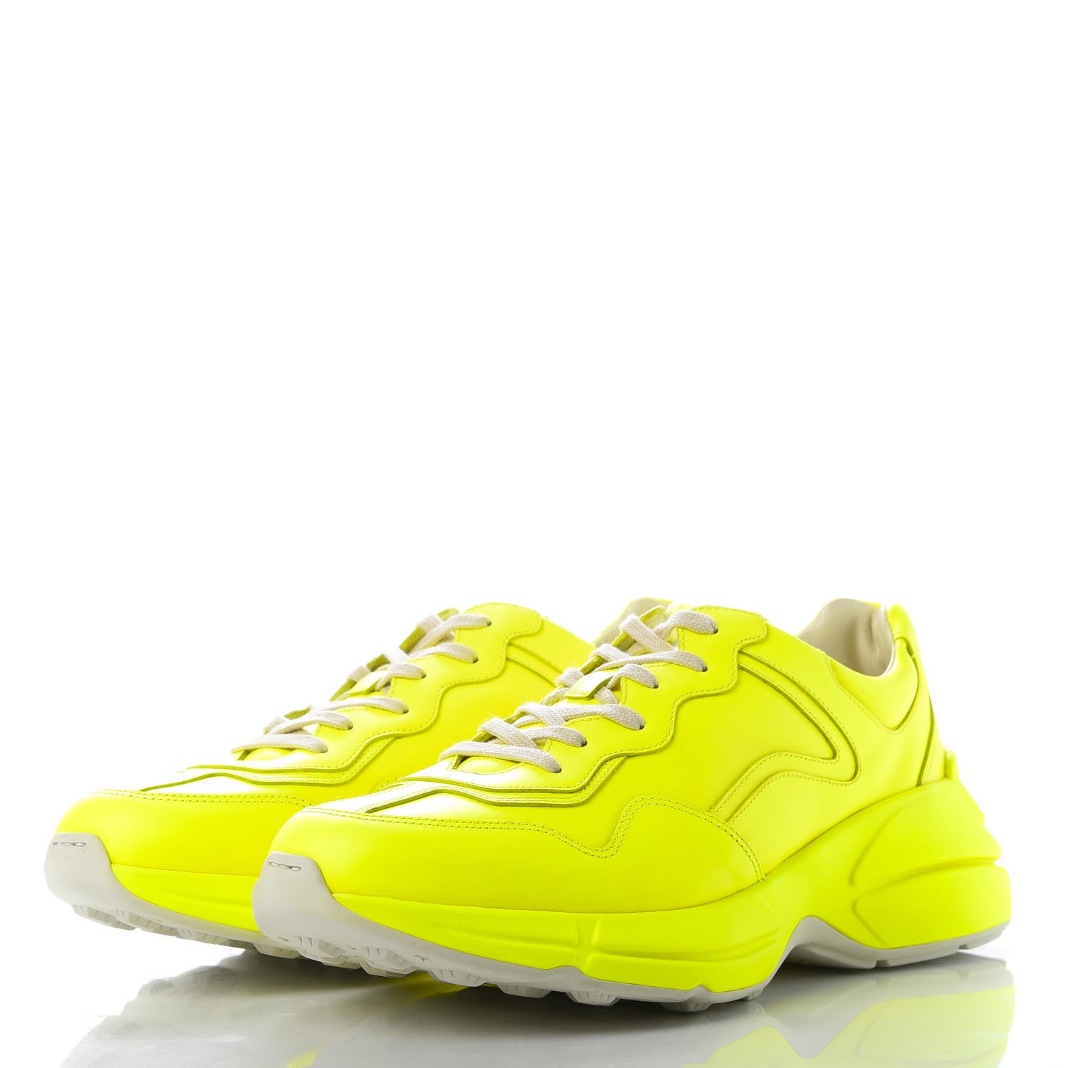 Gucci Calfskin Mens Rhyton Sneakers 10.5 Yellow Fluo 3 of 9