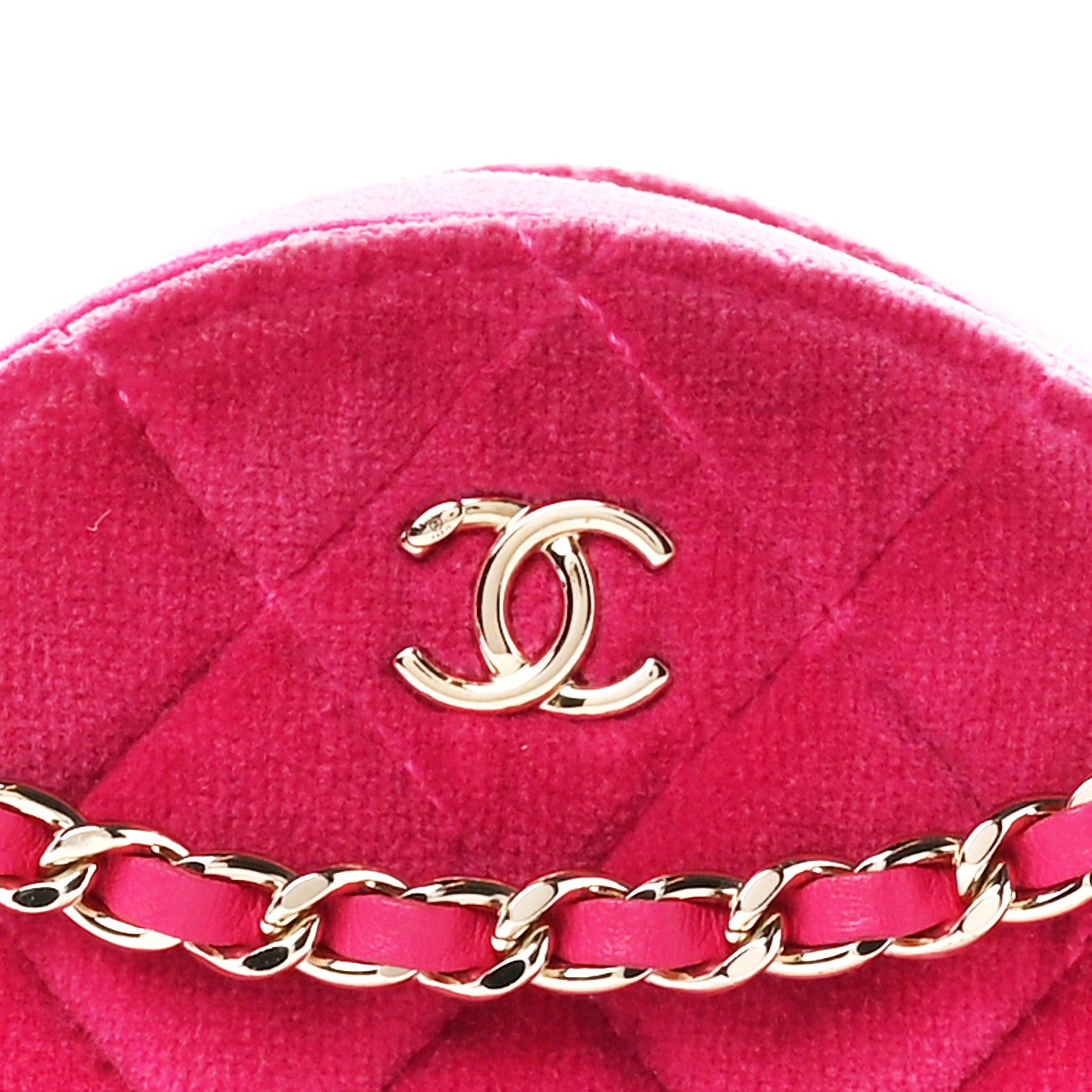 Chanel Velvet Round Quilted Pearl Crush Clutch With Chain 8 of 11