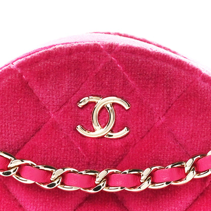 Chanel Velvet Round Quilted Pearl Crush Clutch With Chain 8 of 11