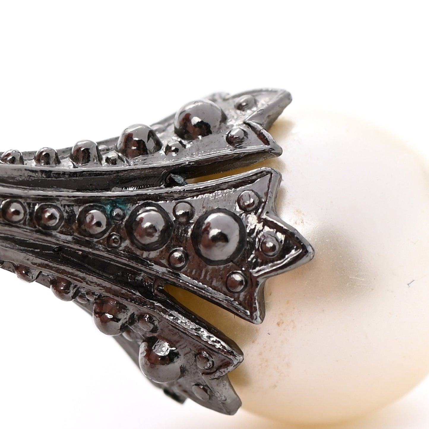 Ruthenium CC Pearl Tear Drop Earrings