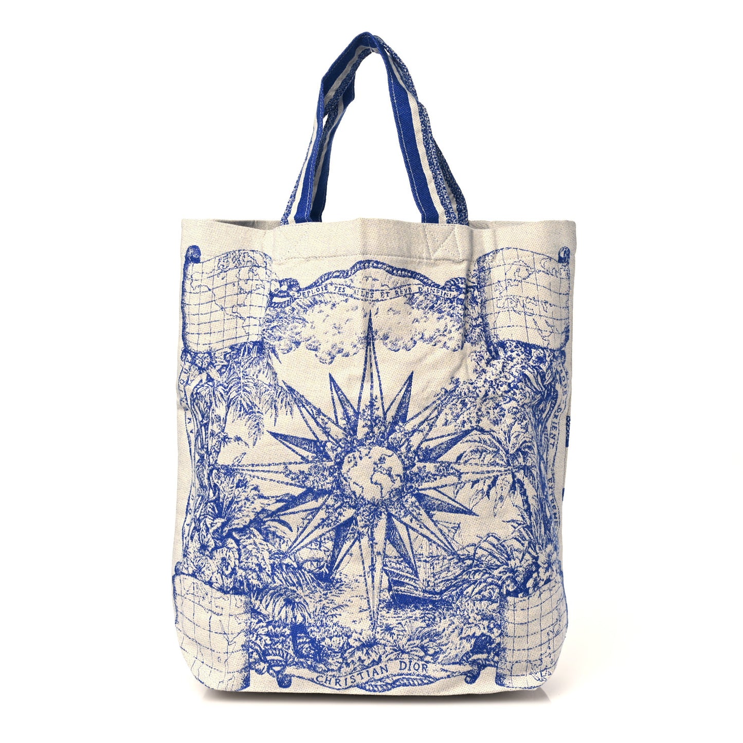 Canvas Print Cruise Tote Ivory Blue