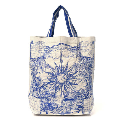 Christian Dior Canvas Print Cruise Tote Ivory Blue 1 of 8