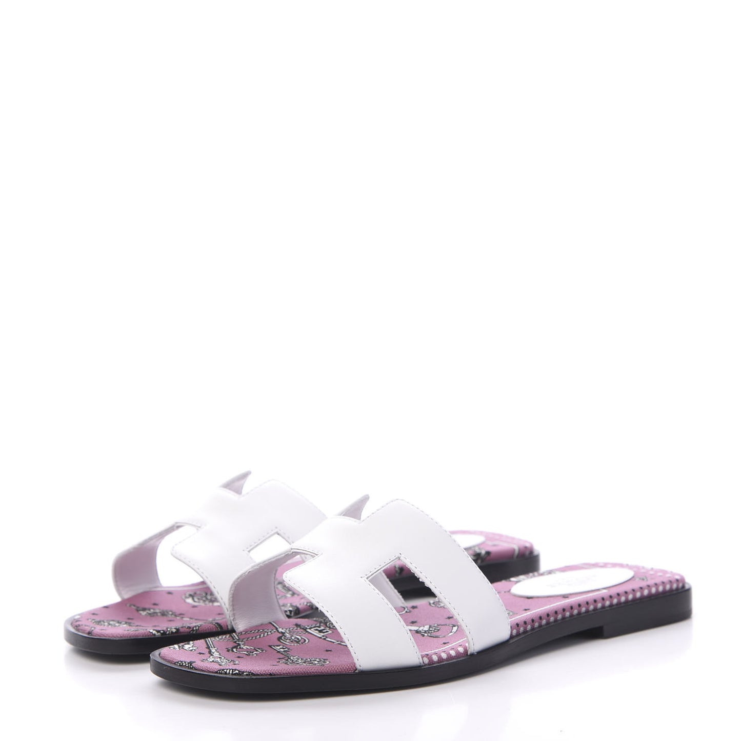 Box Calfskin Bois De Rose Oran Sandals 37 White