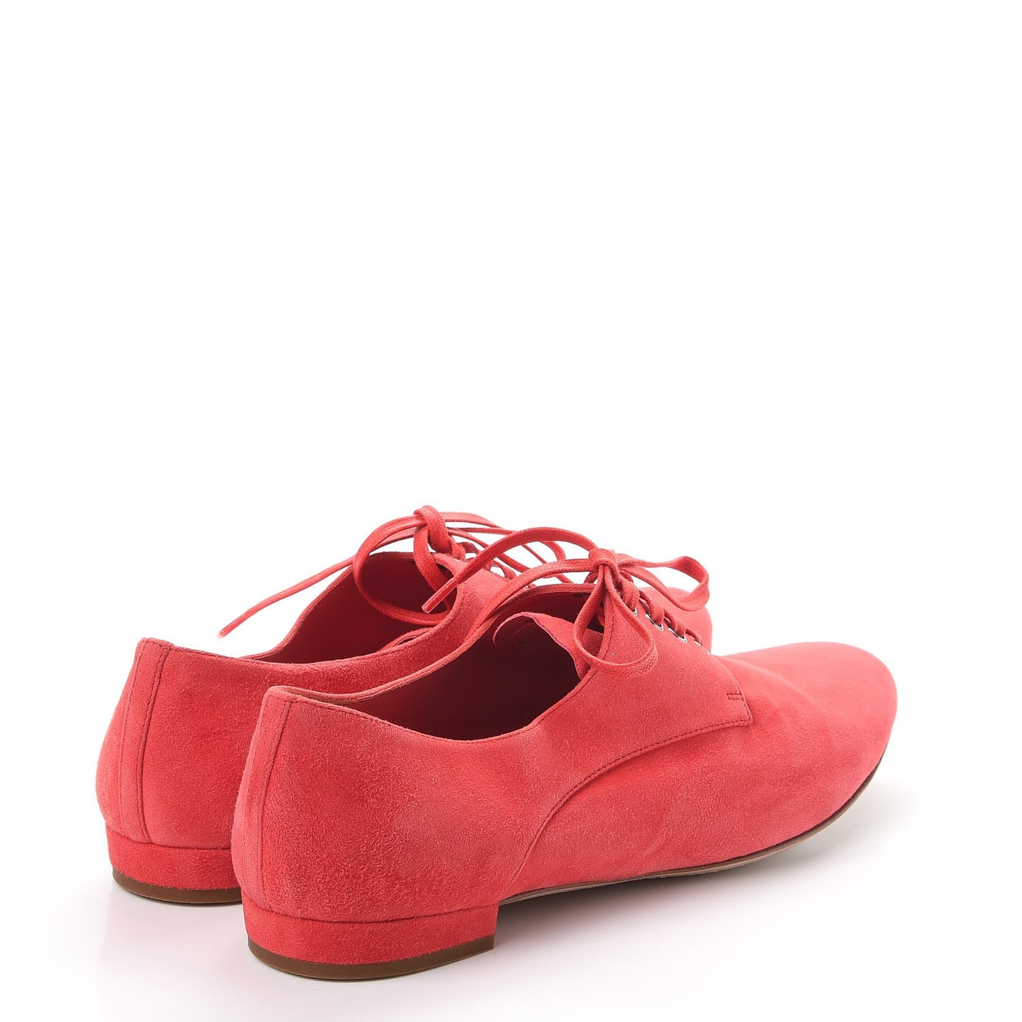Suede Lace Up Oxford Flats 37 Coral
