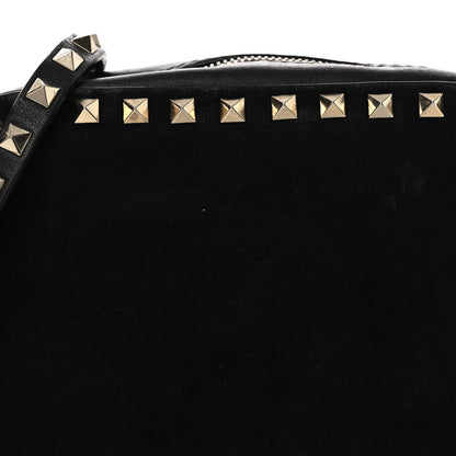 Valentino Garavani Calfskin Suede Rockstud Camera Crossbody Bag Black 7 of 15