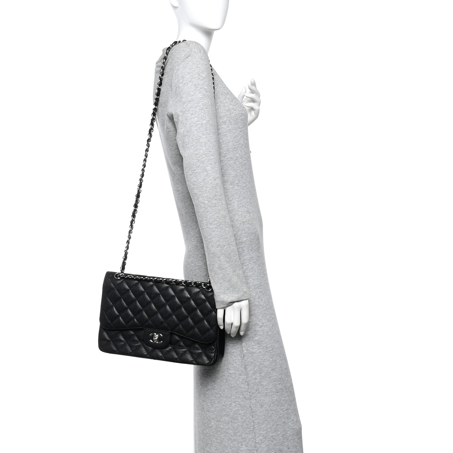 Chanel Caviar Quilted Jumbo Double Flap Black 2 of 13