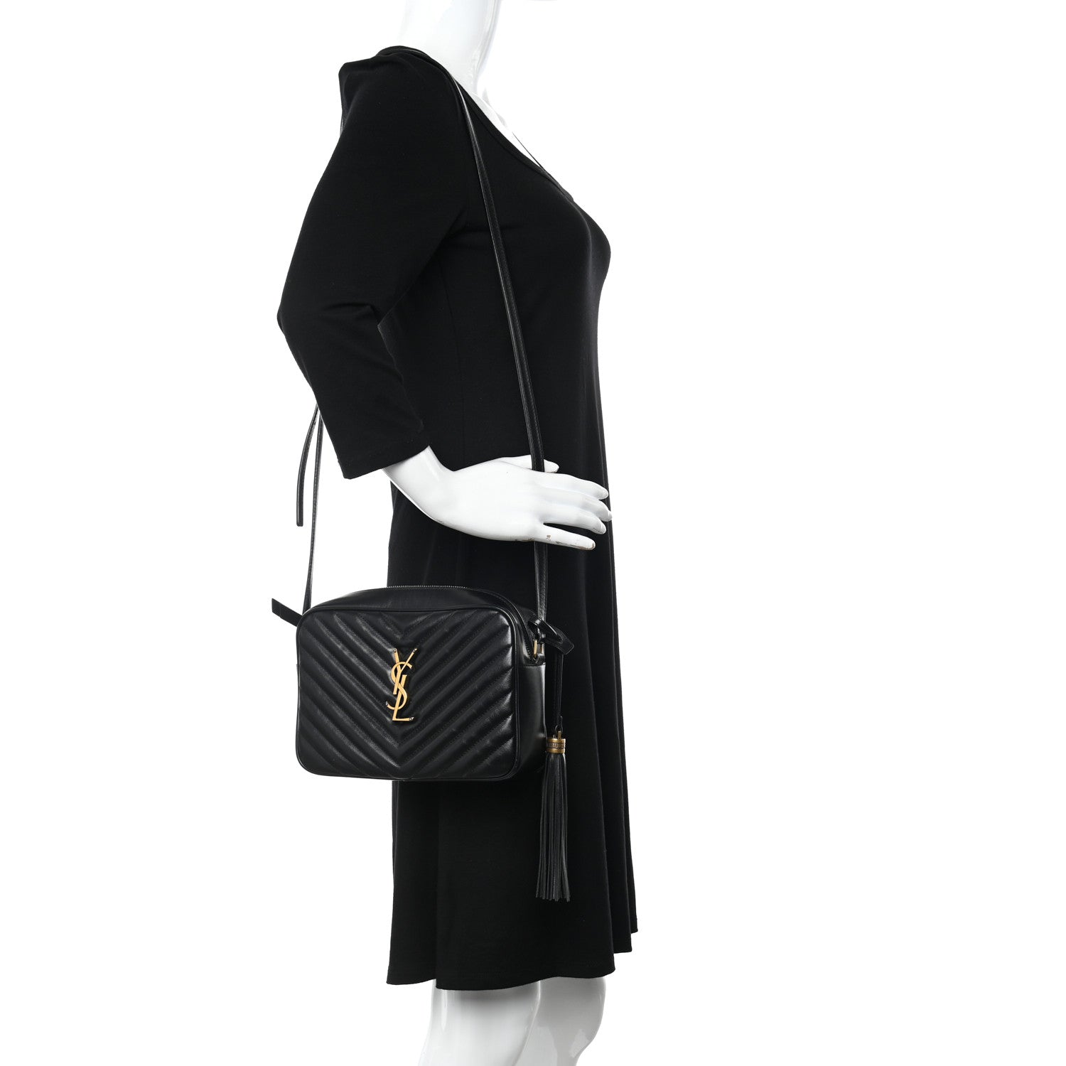 Saint Laurent Calfskin Matelasse Monogram Lou Camera Bag Black 2 of 11
