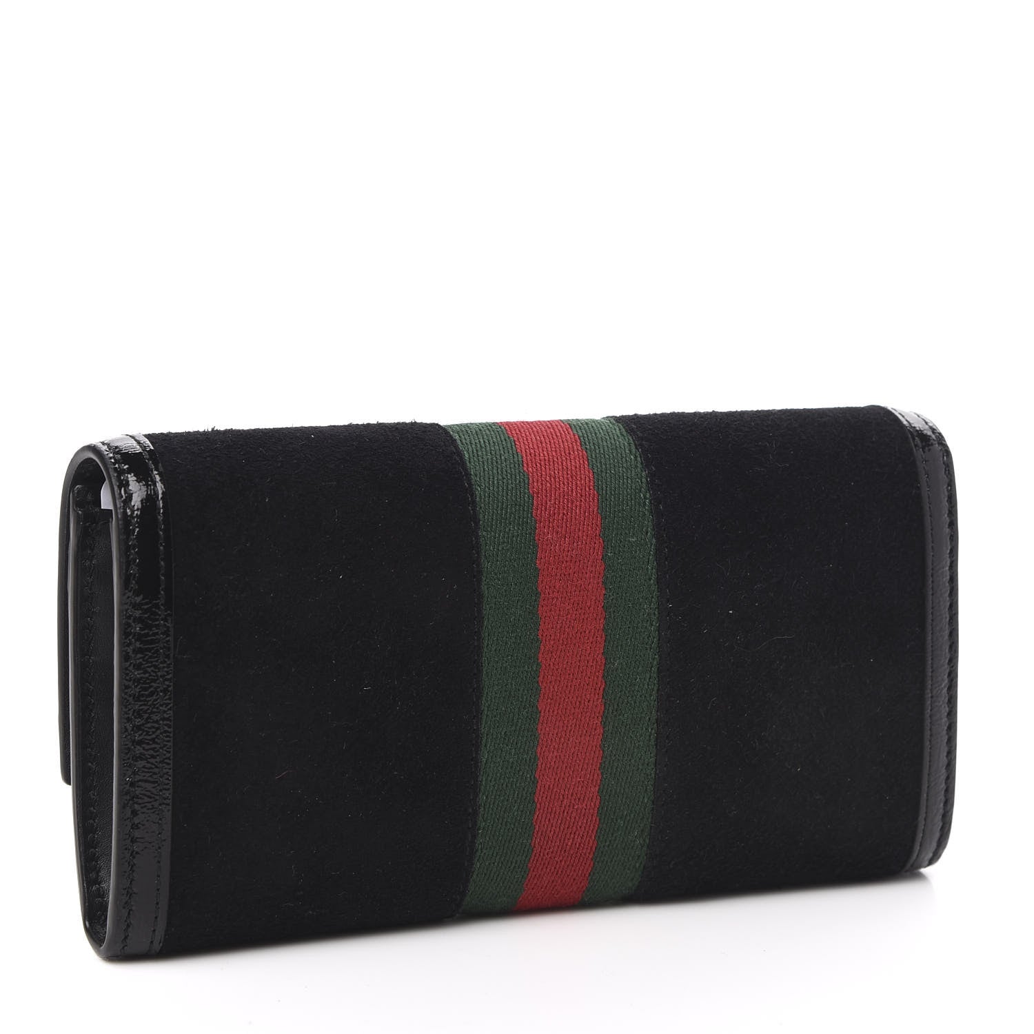 Gucci Suede Patent GG Web Ophidia Continental Wallet Black 3 of 7