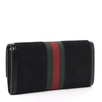Gucci Suede Patent GG Web Ophidia Continental Wallet Black 3 of 7
