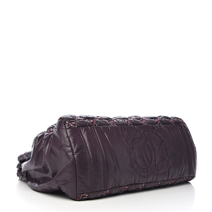 Chanel Nylon Quilted Tweed Stitch Bubble Tote Plum 4 of 15