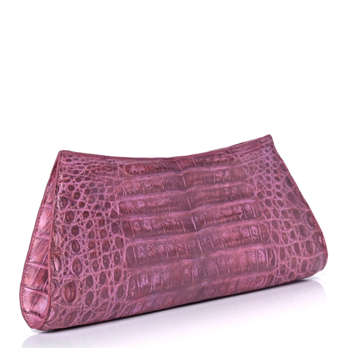 Metallic Crocodile Clutch Pink